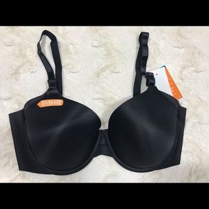 Warners No Side Effect Underwire Bra 38D Black NWT